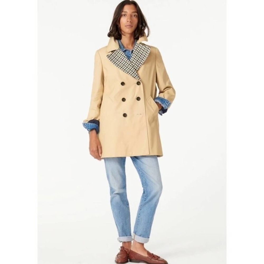 J.Crew Pleated Trench Coat Italian Wool Lapel